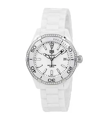 Tag Heuer Aquaracer Lady 300M 35mm White Diamonds Ceramic Watch WAY1396.BH0717 • £2546.35