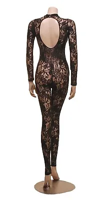 £36.95 • Buy Catsuit Long Sleeve Large Keyhole Footless Black Lace