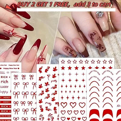 3D Nail Sticker Red Heart Nail Art Stickers Adhesive Nails Tip Nail Decorations • $1.19