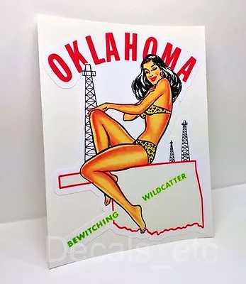 Oklahoma Pinup Vintage Style Travel Decal Vinyl Sticker Luggage Label Pin Up • $4.69