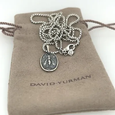 David Yurman Sterling Silver Men's Bee Charm With 19-20  Box Chain Necklace • $310