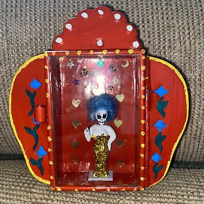 Vintage Mexican Tin Folkart Diorama Box~the Glitzy Glam Performer • $34.95