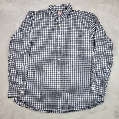 J Press Shirt Men XXL Grey Black Plaid Cotton Button Casual Trunk Club Adult XL* • $19.41