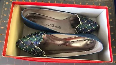 Vintage Boxed Margaret Jerrold Blue Purple & Green Women’s Shoes Sized 8 M • $29.99