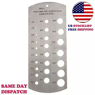 25 Hole Metric New Fractional Drill Bit Hole Size Gauge Tool Gage 1 Mm - 13 Mm • $11.50