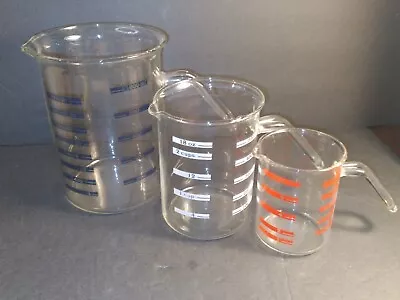 Set Of Vintage Betty Crocker Glass Beaker Measuring Cups W Unique Handle Rare • $65