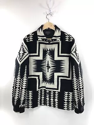 Pendleton Harding Woolblend Jacket Black White Grey Geometric Navajo Aztec S • £175