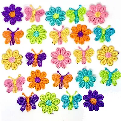 24x Multicolour 25mm Butterflies & Daisy Flower Sew On Applique Patch • £3.29