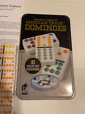 Classic Double Twelve Mexican Train Multicolor Dominoes In Tin Case • $20