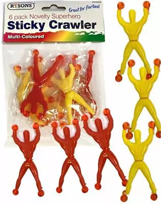 6 Sticky Wall Climbing Flip Rolling Men Climber Spiderman Kids Toy Favors • £3.29