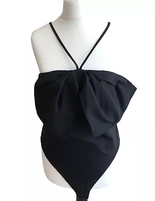 Zara Women's Voluminous Bow Bodysuit Black Size M New • £19.97