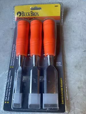 Buck Bros. 3 Piece Wood Chisel Set - USA 1/2  3/4  1  40601 Preowned But Unused • $22.40