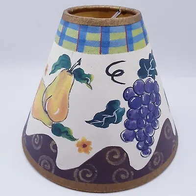 Whimsical Courtly Hand Painted Check Ceramic Mini Table Lamp Shade ONLY Fruit #2 • $11.29