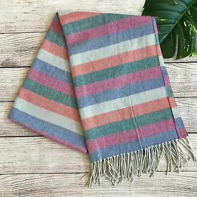 J Crew Factory Acrylic Scarf Large Striped Fringe Multicolor 25  X 78  Winter • $14.99