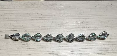 Vintage Abelone Leaf 925 Silver Link Bracelet 6” Mexico • $28