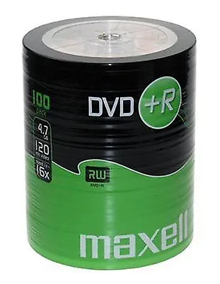 DVD+R 16x Maxell BLANK MEDIA DISCS 4.7gb 100pk Cello Wrapped Gold Top • £24.99