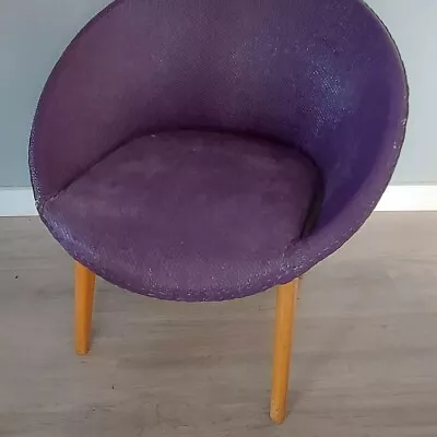 £35 • Buy Mid Century Vintage Purple Satellite Chair On Wooden Base And Legs. Retro Funky