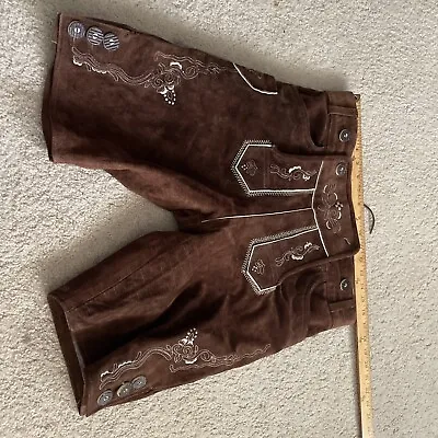 Bavarian Lederhosen Men - Genuine Leather Authentic German Lederhosen 34 X 9 • $69