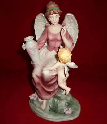 10'' O'Well Bisque Porcelain Angel With Cherub-- Hand Painted • $20