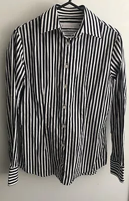 Rhodes & Beckett 100% Egyptian Cotton Blouse/Shirts Black/White Stripe Sz 4  EC • $23