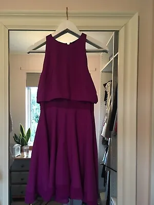 Asos Fit & Flare Skater Purple Dress Size 10 Mesh Insert • £20.99