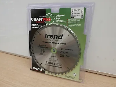 TREND 250MM X 30MM 42T TCT TABLE MITRE SAW BLADE DEWALT MAKITA BOSCH CSB/cc25042 • £24.39