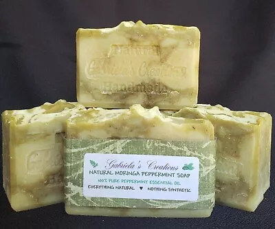 ORGANIC MORINGA PEPPERMINT NATURAL SOAP (Pure Essential Oil & Organic Aloe Vera) • $9.99