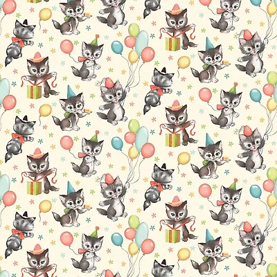 Feline Drive Fabric HAPPY BIRTHDAY Happy Kitten Fat Quarter (18 X22 ) FQ • $3.60