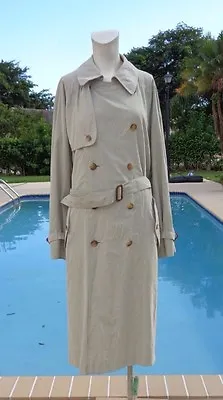 BURBERRY BEIGE / TAN  BELTED LIGHT NOVA CHECK LINING TRENCH / OVER COAT Sz R 38 • $174.99