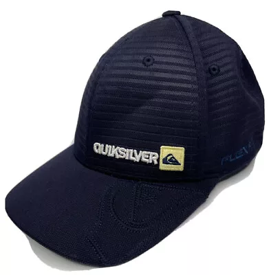 Quiksilver Flexfit Hat Cap Dark Navy Blue Size S-M Logo Baseball SnapBack • $30