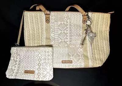 Sakroots Beige/White Meadow Tote Bag Purse & Pouch Recycled City Straw Summer • $119.83