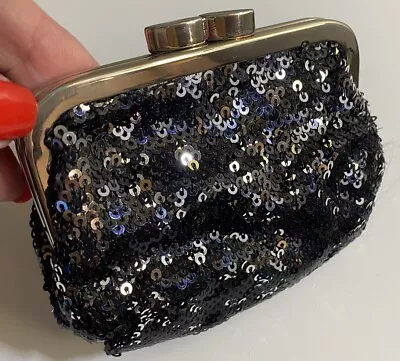 Victoria’s Secret Black Sequin Coin Change Purse New No Tags Glam Sparkle • $10