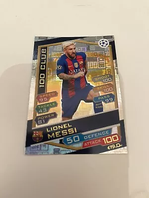 Match Attax Uefa Champions League 2016/17 Lionel Messi 100 Hundred Club 100c 11 • £5