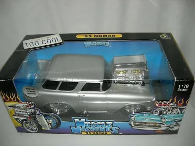 1955 Chevy Nomad Wagon In Silver. New In Box 1:18 Scale  Musc. Mach. • $89.99