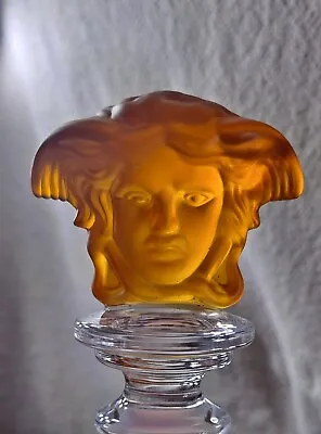 Beautiful Versace Rosenthal Medusa Crystal Golden Amber Wine Bottle Stopper MINT • $62