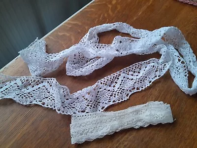 Vintage  Handmade  Cotton Lace Trimming 2 Mtr White  1 Mtre Cream • £3.50