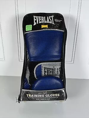 Everlast Pro Style Training Boxing Gloves 16oz Blue/White Hook & Loop. VTG 2004 • $19.90