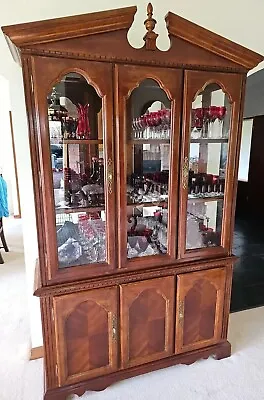 2 Pc Vintage Gothic Edwardian Medieval Wood Walnut Buffet Hutch Storage Cupboard • $890