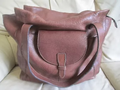 MASSIMO DUTTI Large Tan Brown Chunky Pebbled Leather Slouch Tote Shoulder Bag • £28