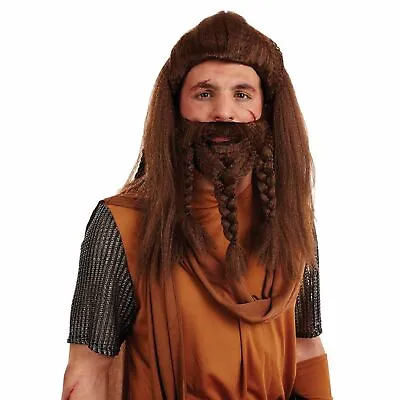 Mens Long Viking Wig & Beard For Adult Nordic Warrior Barbarian Costume • $25.95