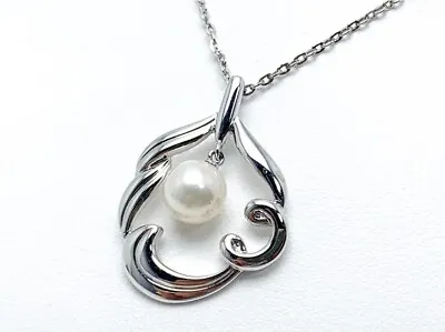MIKIMOTO Necklace Akoya Pearl 7.2mm Sterling Silver 925 Chain Pendant Japan • $179