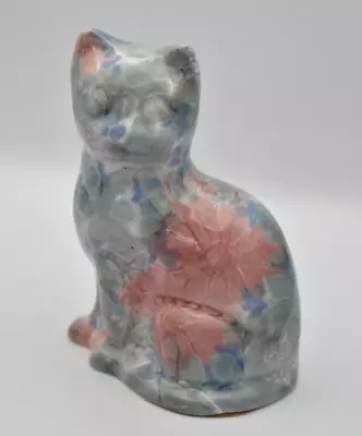 £19.95 • Buy Park Rose Ceramic Cat Ornament Bridlington Pottery Blue Green Pink Floral