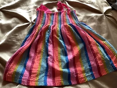 Matalan Baby Girl Pretty Rainbow Summer Dress 9-12 Months • £1.95