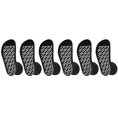 6 Pairs Black Non Skid Hospital Yoga Pilates Slipper Socks Men's Or Women XXL • $24.99