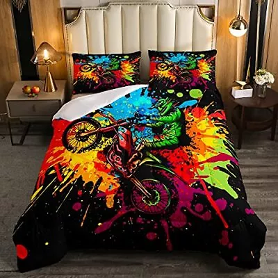  Motocross Bedding Sets For Boys Size Motorcycle Racer Comforter Full Multi 14 • $82.26