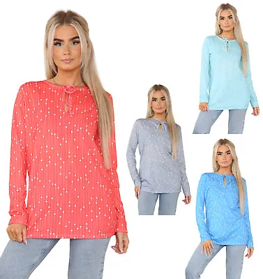 £9.49 • Buy Womens Long Sleeve Reversable Top Front Back Knot  Plain T-shirt Fitted Tee Top