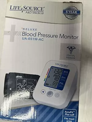 A&D Medical Life Source UA-651W-AC Deluxe Blood Pressure Monitor AccuFit Plus • $15