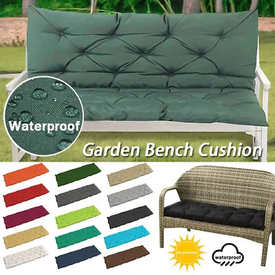 2/3 Seat Thick Garden Bench Seat Cushion Backrest Outdoor Bench Pad Seat Pad UK • £18.39