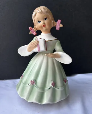 Vintage Schmid Porcelain Rotating Music Box Girl W Present  Plays Happy Birthday • $19.99