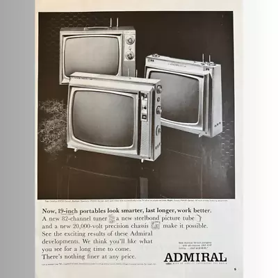 1964 Admiral TV Print Ad Ephemera: Vintage TV Electronics Black & White Ad • $12